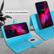 Load image into Gallery viewer, Harryshell Detachable Magnetic 12 Card Slots Wallet Case PU Leather Flip Protective Cover Wrist Strap for T-Mobile Revvl 4 (Not fit REVVL 4+ Plus/REVVL 5G)(Flower Blue)