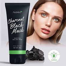 Load image into Gallery viewer, AsaVea Blackhead Peel Off Mask With Brush, Black mask, Blackhead Remover Mask, Purifying Black Peel off Charcoal Mask, Pore Removal Peel off Strip Mask Blackhead Acne Black Mud Facial Mask 80g