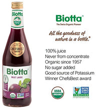 Load image into Gallery viewer, Biotta Organic Beet Juice - 100% Natural Beetroot Superfood - Helps Support Blood Pressure, Brain, Stamina & Energy - Natural Nitric Oxide & Potassium Booster - Gluten Free (16.9 Fl Oz, Pk of 6)
