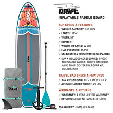 Load image into Gallery viewer, Drift 11'6" Inflatable Stand Up Paddle Board, SUP with Accessories | Coiled Leash, Pump, Lightweight Paddle, Fin & Backpack Travel Bag (Native)