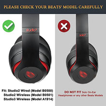 Load image into Gallery viewer, SoloWIT Replacement Ear Pads Cushions for Beats Studio 2 & Studio 3 Wired & Wireless Headphones, Earpads with Soft Protein Leather, Noise Isolation Memory Foam - Black
