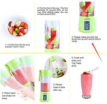 Load image into Gallery viewer, Supkitdin Portable Blender, Personal Mixer Fruit Rechargeable with USB, Mini Blender for Smoothie, Fruit Juice, Milk Shakes, 380ml, Six 3D Blades for Great Mixing (Green)