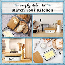 Load image into Gallery viewer, Home Acre Designs Butter Dish with Lid for Countertop - Unbreakable Metal Container & Covered Mess-Free Butter Keeper - Large Vintage Farmhouse Style Dishes