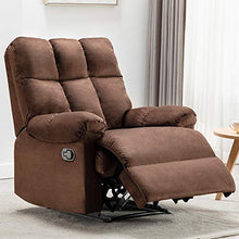 Load image into Gallery viewer, Bonzy Home Recliner Chair - Heavy Duty Manual Overstuffed Fabric Recliner - Home Theater Seating - Bedroom & Living Room Chair Recliner Sofa (Chocolate)