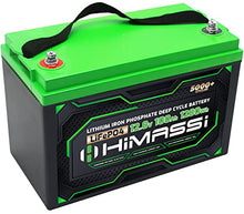 Load image into Gallery viewer, 12V 100Ah LiFePO4 Battery Built-in BMS Lithium Iron Phosphate Deep Cycle Battery Pack for Trolling Motor, Solar Energy Storage, RV, Camper, Marine, Home Backup, Off-Grid System, Lead Acid Replacement