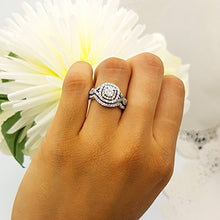 Load image into Gallery viewer, Dazzlingrock Collection 1.00 Carat (ctw) 14K White Diamond Swirl Bridal Halo Engagement Ring Set 1 CT, White Gold, Size 5