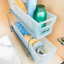 Load image into Gallery viewer, madesmart 2-Tier Organizer Bath Collection Slide-out Baskets with Handles, Space Saving, Multi-purpose Storage & BPA-Free, Mini, Frost-With Dividers