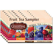 Load image into Gallery viewer, Celestial Seasonings Herbal Tea, Fruit Tea Sampler, Raspberry Zinger, Country Peach Passion, Wild Berry, True Blueberry & Black Cherry Berry, Caffeine Free, 18 Tea Bags (Pack of 6)