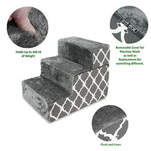Load image into Gallery viewer, Best Pet Supplies Foldable Foam Pet Steps for Small Dogs and Cats, Portable Ramp Stairs for Couch, Sofa, and High Bed Climbing, Non-Slip Balanced Indoor Step Support, Paw Safe - Gray Lattice, 3-Step