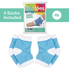 Load image into Gallery viewer, ZenToes Moisturizing Heel Socks 2 Pairs Gel Lined Toeless Spa Socks to Heal and Treat Dry, Cracked Heels While You Sleep (Regular, Blue)
