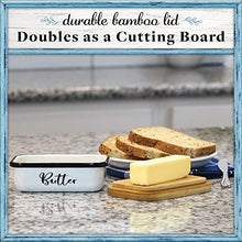 Load image into Gallery viewer, Home Acre Designs Butter Dish with Lid for Countertop - Unbreakable Metal Container & Covered Mess-Free Butter Keeper - Large Vintage Farmhouse Style Dishes
