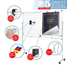 Load image into Gallery viewer, Large Mobile Rolling Magnetic Whiteboard - 48 x 32 Inches Height Adjust Double Sides Portable White Board on Wheels, Dry Erase Board Easel with Stand for Office, Home & Classroom