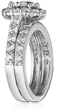 Load image into Gallery viewer, Platinum-Plated Sterling Silver Flower Halo Ring set with Swarovski Zirconia (2.9 cttw), Size 6