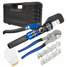 Load image into Gallery viewer, AMZCNC Hydraulic Crimping Tool and Cable Cutter Hydraulic Cable Lug Crimper 8 US TON 12 AWG to 00 (2/0) Electrical Terminal Cable Wire Tool Kit with 9 Die