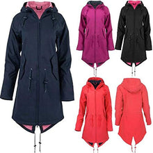 Load image into Gallery viewer, Thenxin Plus Size Women's Outdoor Waterproof Jacket Zipper Hooded Trench Windbreaker with Drawstring(Purple,XXXL)