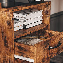 Load image into Gallery viewer, IRONCK Lateral Filing Cabinet with 2 Drawers Industrial Printer Stand on Wheels Home Office Cabinet Open Shelf Mobile Vertical File Cabinet, Vintage Brown