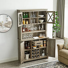 Load image into Gallery viewer, Home Source Jill Zarin Tall Cabinet in Grey Wash Finish with Glass Doors
