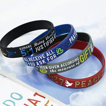 Load image into Gallery viewer, Finrezio 8 PCS Power of Faith Bible Verse Wristbands Black Silicone Bracelets for Men Women Christian Religious Jewelry Gifts