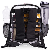 Load image into Gallery viewer, Small Clear Backpack - Heavy Duty - Stadium Approved - TSA Lock - Key Holder - Bottle Opener - 2-WAY Zip - Inside, Outside Zip Pockets - Expandable Side Pockets - Transparent PVC - H12''xW10.6''xD6