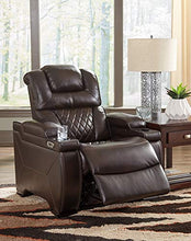 Load image into Gallery viewer, Signature Design by Ashley Warnerton Power Recliner Adjustable Headrest Chocolate