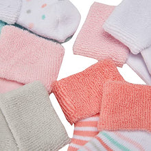 Load image into Gallery viewer, Luvable Friends baby boys Newborn and Terry Socks, Coral Dot, 6-12 Months US