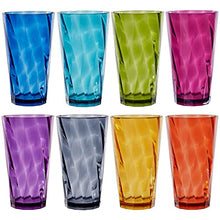 Load image into Gallery viewer, US Acrylic Optix Plastic Reusable Drinking Glasses (Set of 8) 20oz Water Cups in Jewel Tone Colors | BPA-Free Tumblers, Made in USA | Top-Rack Dishwasher Safe