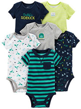 Load image into Gallery viewer, Simple Joys by Carter's Baby Boys' Short-Sleeve Bodysuit, Pack of 6, Navy/Turquoise Blue, Newborn