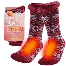 Load image into Gallery viewer, Sunew Insulated Hunting Socks, Winter Outdoor Soft Warm Thick Heavy Skiing Camping Trekking Ankle-high Thermal Snug Comfort Cold Weather Home Slipper Socks,1 Pack Red Medium