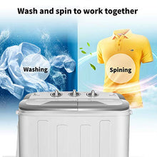 Load image into Gallery viewer, Portable Washer and Dryer,Safeplus Compact Mini Twin Tub Versatile Washing Machine with 8 lbs Washing &5 lbs Spin Dryer Load Cappacity Gravity Drain Pump and Drain Hose for apartments (gray)
