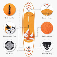 Load image into Gallery viewer, SYCEES 10’10”x30”x6”, 308lbs Capacity, All-Around Inflatable Stand Up Paddle Board - Stable, Versatile, Durable and Lightweight SUP for All Skill Levels (Orange)