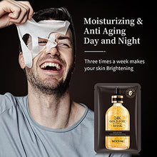 Load image into Gallery viewer, Sheet Masks for Face Hydrating Face Masks Skincare 24K Gold Anti Aging Men Sheet Mask 10 Pack Essence Sheet Mask Collagen Facial Sheet Mask for Acne Treament Oil Control Shrink Pore Beauty Smoothing