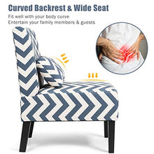 Load image into Gallery viewer, Giantex Set of 2 Armless Accent Chair w/Back Pillow, Wood Legs, Soft Sponge, Upholstered Fabric Accent Side Chair, Living Room Chair for Home, Bedroom, Office (2, Blue/White)