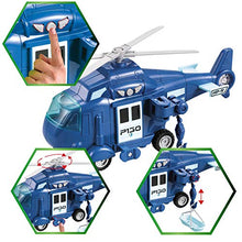 Load image into Gallery viewer, JOYIN 4 Packs Emergency Vehicle Toy Playsets, Friction Powered Vehicles with Light and Sound, Including Fire Truck, Ambulance Toy, Play Police Car and Toy Helicopter, Best Toddler Kids Boys Gifts