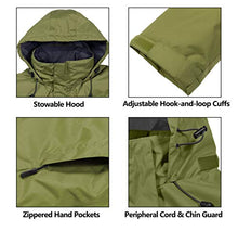 Load image into Gallery viewer, Little Donkey Andy Men's Waterproof Rain Jacket Outdoor Lightweight Rain Shell Coat for Hiking, Travel Olive Size XL