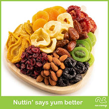 Load image into Gallery viewer, Christmas Gift Basket Holiday Mixed Dried Fruit & Nuts in Reusable Wooden Pear Tray + Ribbon (9 Assortments) Gourmet Food Bouquet Arrangement Platter, Birthday Care Package, Healthy Kosher Snack Box