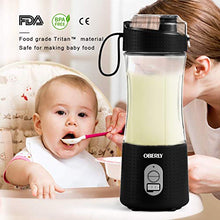 Load image into Gallery viewer, Portable Blender, OBERLY Personal Juicer Cup for Shakes and Smoothies - Six Blades in 3D, 13oz Fruit Mixing Machine with 4000mAh USB Rechargeable Batteries, Ice Tray, Detachable Cup, Perfect Blender for Travel, Outdoor