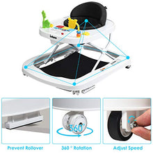 Load image into Gallery viewer, INFANS Foldable Baby Walker, 3 in 1 Toddler Walker Bouncer, Learning-Seated, Walk-Behind, Music, Adjustable Height, High Back Padded Seat, Detachable Trampoline Mat, Activity Walker with Toys, Black