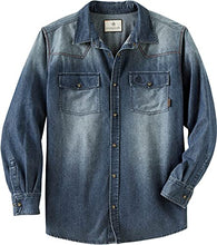 Load image into Gallery viewer, Legendary Whitetails Men's Standard Outlaw Western Shirt, Medium Wash Denim, Small