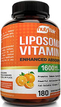 Load image into Gallery viewer, NutriFlair Liposomal Vitamin C 1600mg, 180 Capsules - High Absorption, Fat Soluble VIT C, Antioxidant Supplement, Higher Bioavailability Immune System Support & Collagen Booster, Non-GMO, Vegan Pills