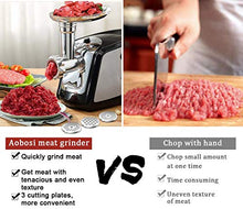 Load image into Gallery viewer, Electric Meat Grinder, Aobosi 3-IN-1 Meat Mincer & Sausage Stuffer,【1200W Max】Sausage & Kubbe Kits Included, 3 Grinding Plates,Dual Safety Switch, Stainless Steel Housing