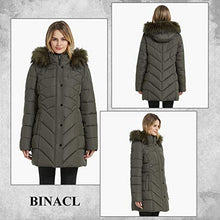 Load image into Gallery viewer, BINACL Hooded Warm Winter Coat, Women Most Wished&Gift Ideas for Valentine's Day Lined Outwear Sports Girls Zip Up Lightweight Snowboarding Cotton Padding Jacket with Fur Trimmed Hood(Army Green,XS)