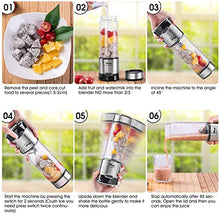 Load image into Gallery viewer, Portable Blender, GOLDFOX USB Rechargeable Personal Blender for Shakes and Smoothies, 15oz Detachable Portable Juicer Cup Small Fruit Juice Mixer for Travel, Gym, Office etc. FDA BPA Free (with Brush)
