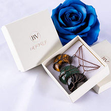 Load image into Gallery viewer, Tree of Life Crescent Moon Necklace Bronze Copper Wire Wrap Natural Gemstones Healing Crystal Pendant Necklace(#2 Set)
