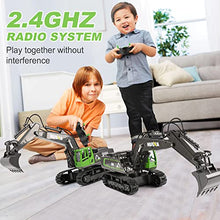 Load image into Gallery viewer, Kidsfaves 11 Channel Multifunction 2.4Ghz Remote Control Excavator Metal Shovel RC Excavator Toy with LED Light Engineering Toys for Boys Girls Kids 3 4 5 6 7 8 9 10 Year