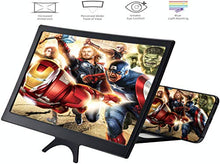 Load image into Gallery viewer, KYLIN 12" Cell Phone Screen Magnifier, Phone Screen Enlarger, Portable Universal Screen Amplifier for Cell Phone, HD Curved Screen Projector for Smartphone, with Foldable Phone Stand