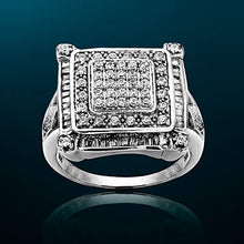 Load image into Gallery viewer, NATALIA DRAKE 1 Cttw Diamond Princess Ring for Women in Rhodium Plated Sterling Silver Size 7 (Color I-J / Clarity I2-I3)