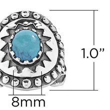 Load image into Gallery viewer, American West Sterling Blue Turquoise Gemstone Sunburst Shield Ring Size 8