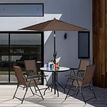 Load image into Gallery viewer, Giantex Set of 4 Patio Folding Chairs, Adjustable Sling Back Chairs with Armrest, Patio Dining Chairs Portable for Camping Garden Pool Beach, Deck Lounge Chairs (Brown)
