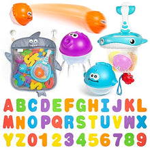 Load image into Gallery viewer, Comfylife Baby Bath Toy Organizer - Bath Toy Storage for Shower - Bathtub Toy Organizer Includes Foam Bath Toys (Numbers & Letters & Squirty Toys) + Extra Net That Doubles as a Toy