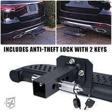 Load image into Gallery viewer, Xprite Large Size Trailer Tow Hitch Steps with Hitch Locks & Tightener, 2 Inch Towing Receiver Plug Universal Fits Pickup Truck SUV Vans, Heavy Duty Rear Bumper Guard Protector